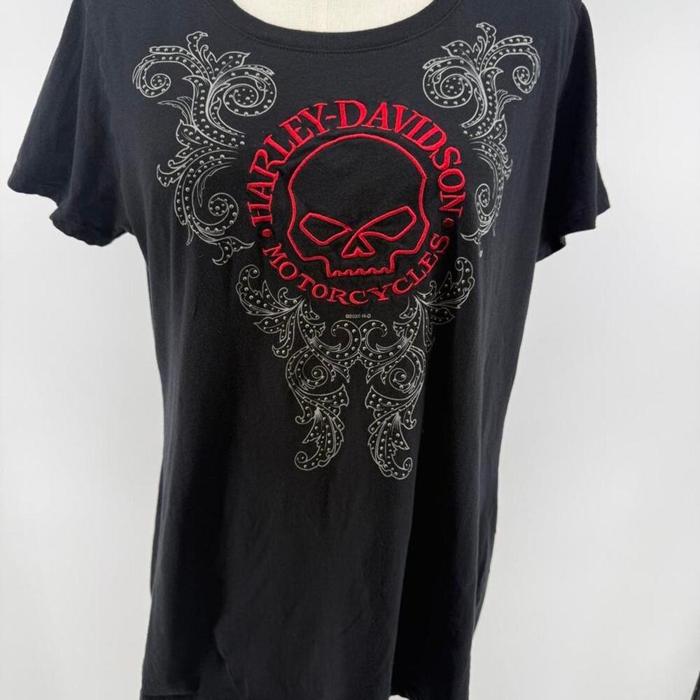 Y2K Harley Davidson red skull bikercore 100% cotton tshirt Daytona Beach VTG HD